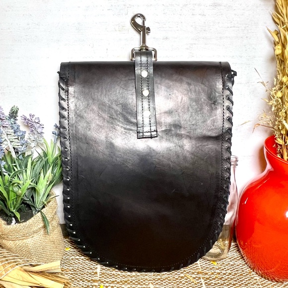 Hair on Hide Leather Saddle Bag - Picture 2 of 3
